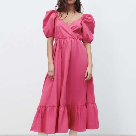 Zara Pink Puff Sleeve Maxi Dress - Picture 7 of 8